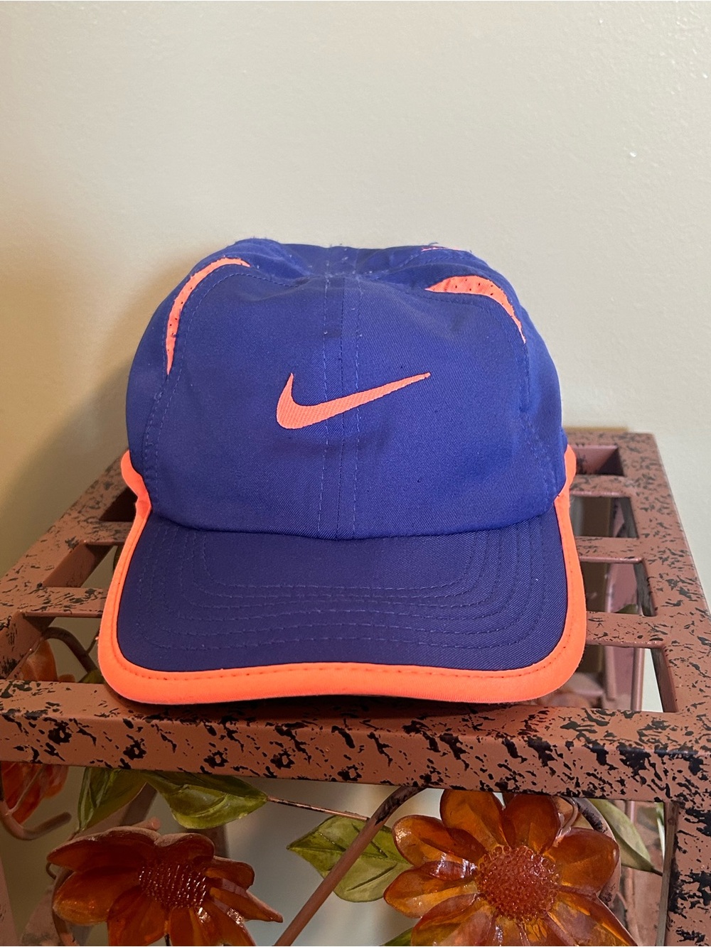 Nike Kids Purple Hat with Neon Orange Trim